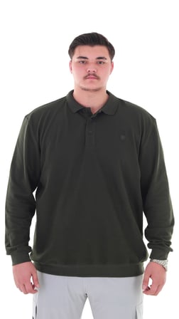 Erkek Büyük Beden 115-155 Kilo Arası İçin Uygun Uzun Kol Polo Yaka Mevsimlik Sweatshirt
