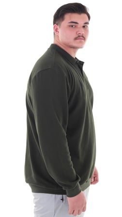 Erkek Büyük Beden 115-155 Kilo Arası İçin Uygun Uzun Kol Polo Yaka Mevsimlik Sweatshirt
