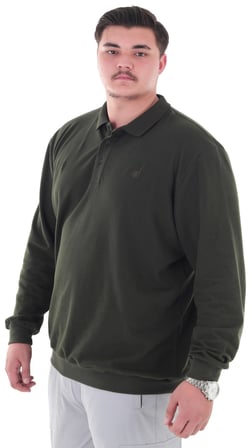 Erkek Büyük Beden 115-155 Kilo Arası İçin Uygun Uzun Kol Polo Yaka Mevsimlik Sweatshirt