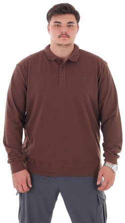Erkek Büyük Beden 115-155 Kilo Arası İçin Uygun Uzun Kol Polo Yaka Mevsimlik Sweatshirt