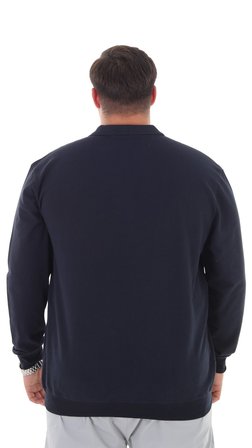 Erkek Büyük Beden 115-155 Kilo Arası İçin Uygun Uzun Kol Polo Yaka Mevsimlik Sweatshirt