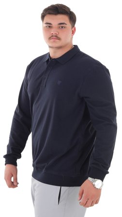 Erkek Büyük Beden 115-155 Kilo Arası İçin Uygun Uzun Kol Polo Yaka Mevsimlik Sweatshirt