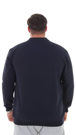 Erkek Büyük Beden 115-155 Kilo Arası İçin Uygun Uzun Kol Polo Yaka Mevsimlik Sweatshirt