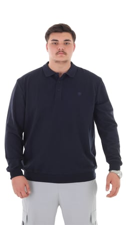 Erkek Büyük Beden 115-155 Kilo Arası İçin Uygun Uzun Kol Polo Yaka Mevsimlik Sweatshirt
