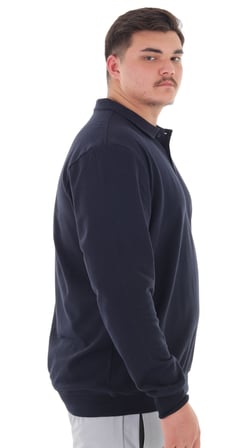Erkek Büyük Beden 115-155 Kilo Arası İçin Uygun Uzun Kol Polo Yaka Mevsimlik Sweatshirt