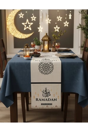 Ramazan Ayına Özel 4’lü Dijital Baskı Runner Masa Örtüsü Seti – 40x140 cm