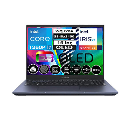 Asus Expertbook Intel Core I7 1260P 24 GB DDR5 2 TB SSD 16" OLED 4GB ARCA350M Yok (Free Dos)