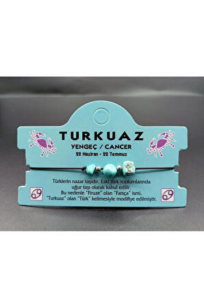 Doğaltaş Yengeç Burçu Turkuaz Taşı Burç Bileklik
