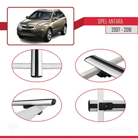 Opel Antara 2007-2016 Arası ile Uyumlu BASIC Model Ara Atkı Tavan Barı Gri 2 Adet