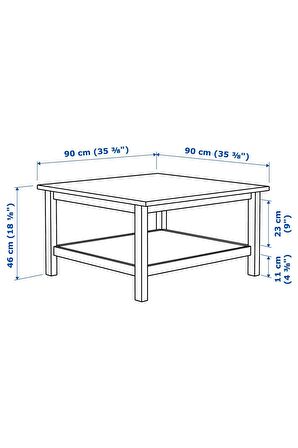 HEMNES Orta Sehpa, Beyaz Vernik-Açık Kahverengi, 90x90 cm