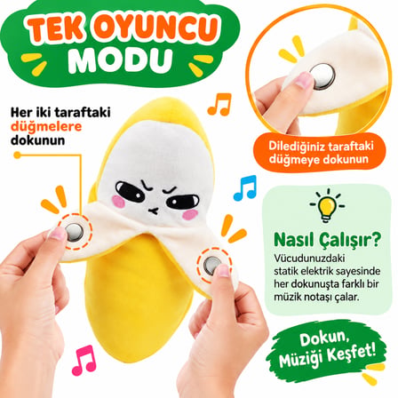  Etkileşimli Muz Peluş Oyuncak – Sesli Ritim Piyanosu, Müzikli ve Eğlenceli Elektronik Oyuncak