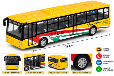 Oyuncak Şehir Otobüsü – Çek Bırak (Sürtmeli) City Bus Modeli