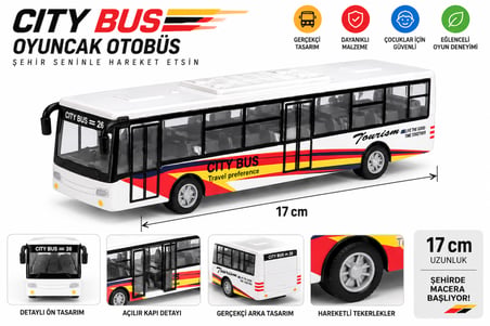 Oyuncak Şehir Otobüsü – Çek Bırak (Sürtmeli) City Bus Modeli