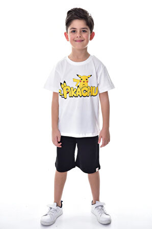 Pikachu Baskılı 2'li Şort - T-Shirt Çocuk Takım