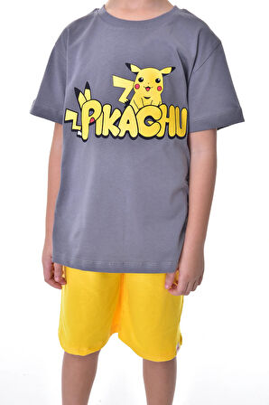 Pikachu Baskılı 2'li Şort - T-Shirt Çocuk Takım