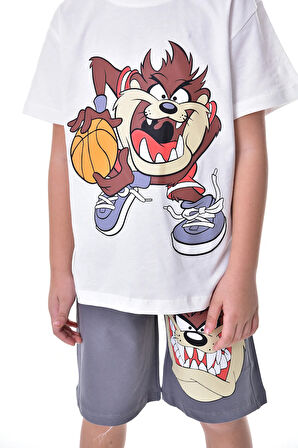 Tazmanya (Tasmanian Devil) Baskılı 2'li Şort - T-Shirt Çocuk Takım