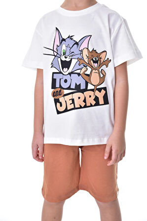 Tom & Jerry Baskılı 2'li Şort - T-Shirt Çocuk Takım