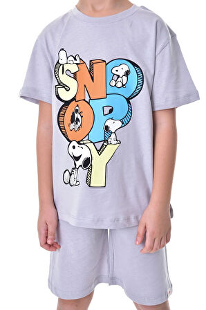 Snoopy Baskılı 2'li Şort - T-shirt Çocuk Takım