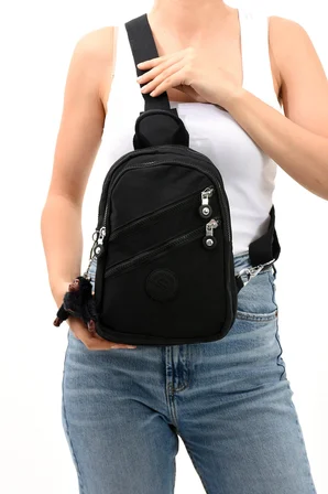 Sanmorris Unisex Kırinkıl Kumaş Suya Dayanıklı Ayarlanabilir Askılı Çok Bölmeli Omuz Çanta Body Bag