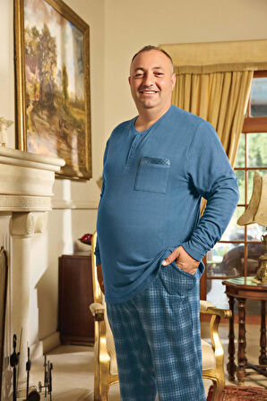 Aydoğan Erkek Emir Büyük Beden Kışlık İndigo Pijama Takım 0784