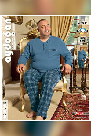 Aydoğan Erkek Emir Büyük Beden Kışlık İndigo Pijama Takım 0784