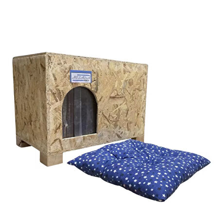 Reyo Evi Dış Ortam Uygun Ahşap Kedi Evi OSB Minderli 61x41x36 cm - CAT49M