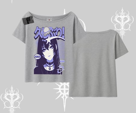 Kayık Yaka Tshirt Neo Tokyo Girl Y2K Street Anime Aesthetic