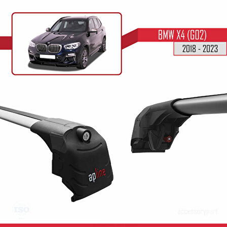 BMW X4 (G02) 2018-2023 Arası ile Uyumlu ACE-2 Model Ara Atkı Tavan Barı Gri 2 Adet