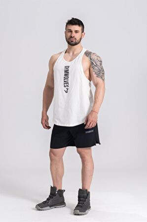 Gymwolves Erkek Spor Atleti Krem | Workout Tanktop | Comfortable Serisi