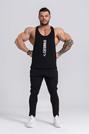 Gymwolves Erkek Spor Atleti İnce Askılı | Siyah | Stringer | Workout Tanktop |