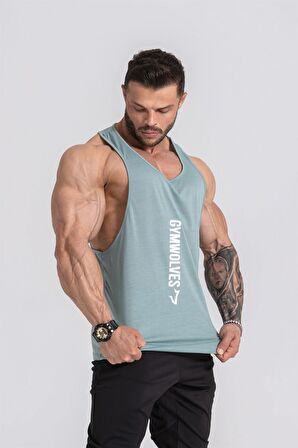 Gymwolves Spor Atleti | Stringer | Yeşil | Workout Tanktop | Comfortable Serisi