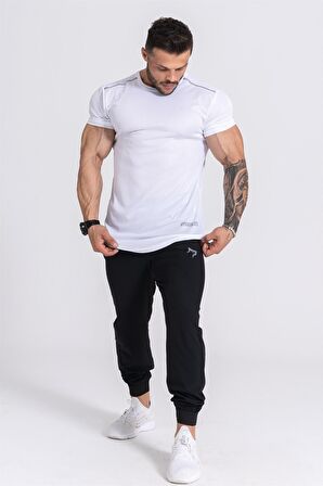 Gymwolves Pro Air Erkek Spor Tişört Beyaz | Workout Tanktop | Never Give Up | Pro Serisi