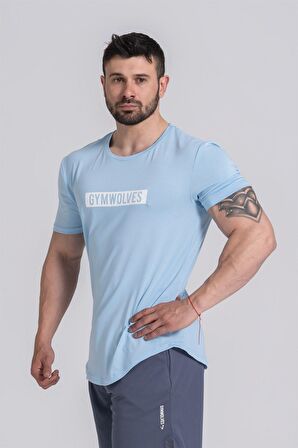 Gymwolves Erkek Spor Tişört Açık Mavi | Workout T-Shirt