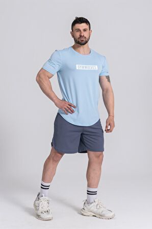 Gymwolves Erkek Spor Tişört Açık Mavi | Workout T-Shirt