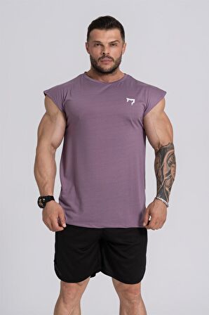 Gymwolves Spor Erkek Tişört Mor | Tactical Kol Kesim | Workout T-Shirt