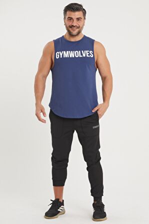 Gymwolves Erkek Kolsuz Tişört İndigo | Erkek Spor T-shirt | Workout Tanktop