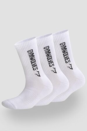 Gymwolves Atlatik Spor Çorap Beyaz | 3 Lü Paket | Unisex Çorap | Sock