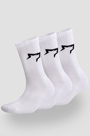 Gymwolves Atlatik Spor Çorap Beyaz | 3 Lü Paket | Unisex Çorap | Sock