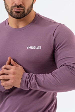 Gymwolves Erkek Spor Body | Mor | Uzun Kollu Spor T-Shirt | Basic Serisi |