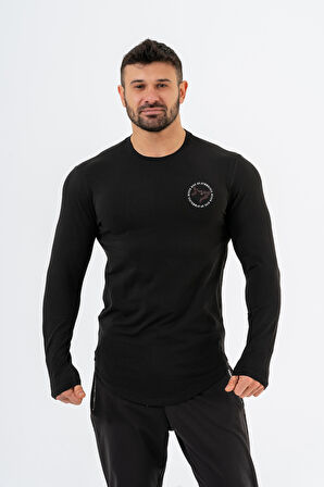 Gymwolves Erkek Spor Body | Erkek Uzun Kollu Spor T-Shirt | Siyah |