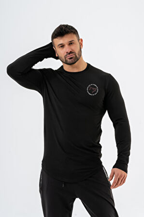Gymwolves Erkek Spor Body | Erkek Uzun Kollu Spor T-Shirt | Siyah |