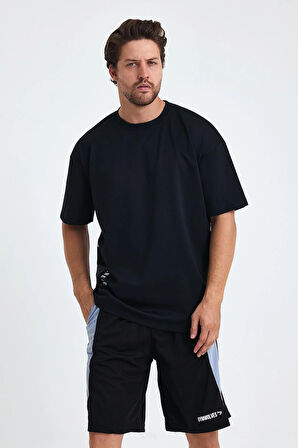 Gymwolves Erkek Over Size Spor T-Shirt | Kurt  Baskılı | Workout T-Shirt | Tişört  | Siyah |