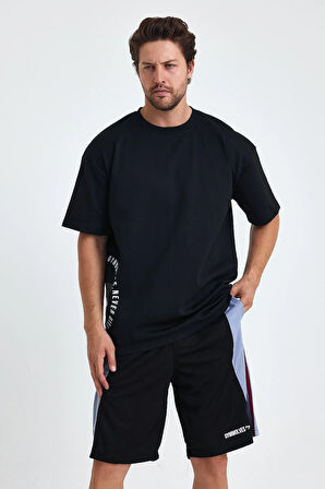 Gymwolves Erkek Over Size Spor T-Shirt | Kurt  Baskılı | Workout T-Shirt | Tişört  | Siyah |