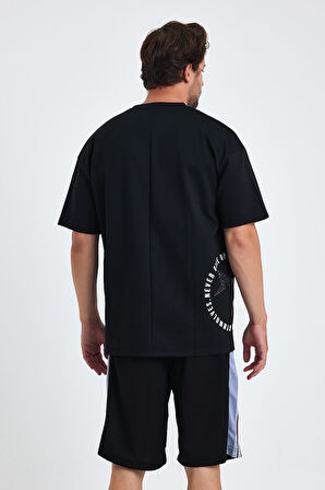 Gymwolves Erkek Over Size Spor T-Shirt | Kurt  Baskılı | Workout T-Shirt | Tişört  | Siyah |