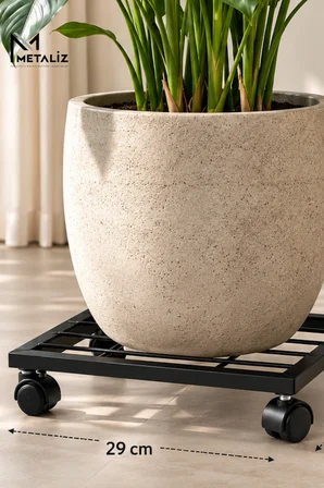 Metal Tekerlekli Çok Amaçlı Taşıma Standı Çiçek, Damacana, Tüp Altlığı, Ağır Yük Standı, siyah
