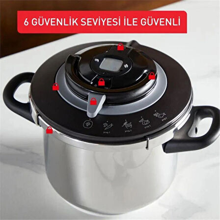 Tefal P4550632 Clipso+ Chef 4.5 Litre 4 Pişirme Programlı Düdüklü Tencere - 1510002661