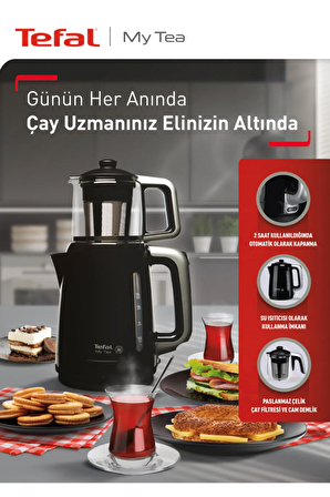 Tefal My Tea Siyah 1500 W Cam Demlikli Çay Makinesi