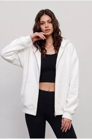 Unisex Yumuşak Dokulu Oversize 3 İplik Fermuarlı Sweatshirt