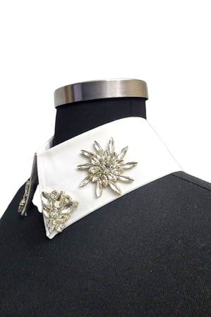 Uretti - Sümeyya 2589 3867 El Yapımı Taş İşlemeli Beyaz Seyyar Yaka - Kristal Choker Kolye