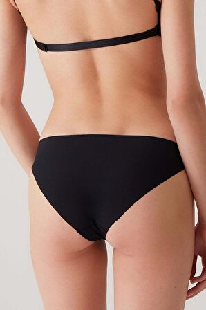 Kadın 3'lü Ekonomik Paket Siyah 2835 Iz Belli Etmeyen Külot (AĞ KISMI PAMUKLU)